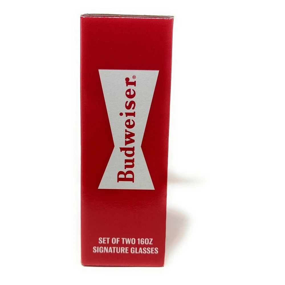 BUDWEISER Set of 2‎ Signature Glasses Gift Set 16oz Pint